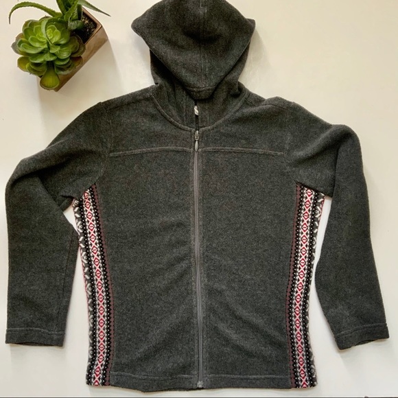COLUMBIA Gray Fair Isle Fleece Full Zip Hoodie Size Small - Picture 4 of 10